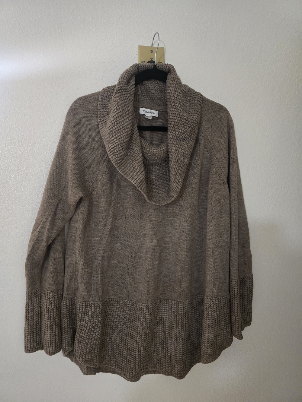 Calvin Klein Taupe Cowl Neck Sweater